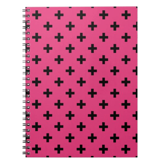 Carnet Polka noire croise sur fuchsia (Devant)