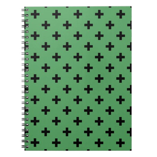 Carnet Polka noire croise sur vert (Devant)