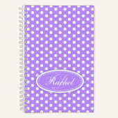 Carnet Polka point motif violet nom personnalisé initial (Recto)
