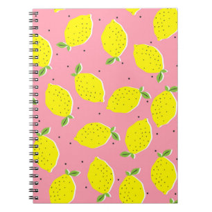 Carnet Polka rose citron chaotique : Motif d'agrumes