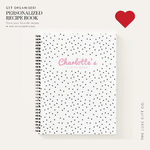 Carnet Polka rose moderne Nom du point blanc Recette