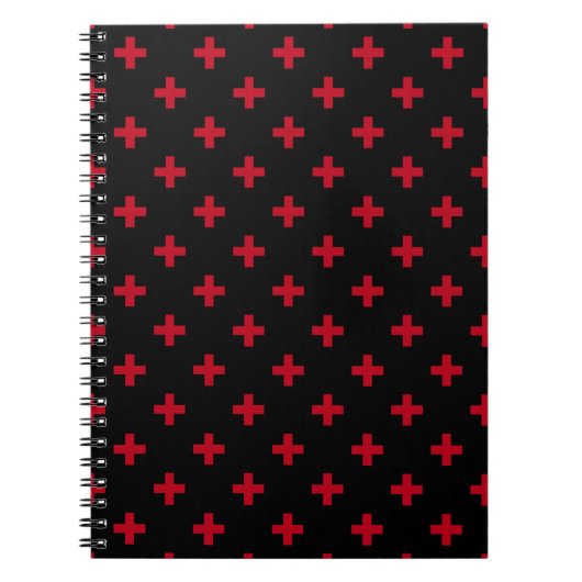 Carnet Polka rouge croise sur noir (Devant)