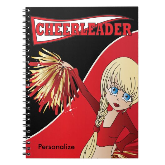 Carnet Pom-pom girl | Nom do-it-yourself | Rouge (Devant)