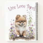 Carnet Pomeranian Chien Maman Floral (Dos)