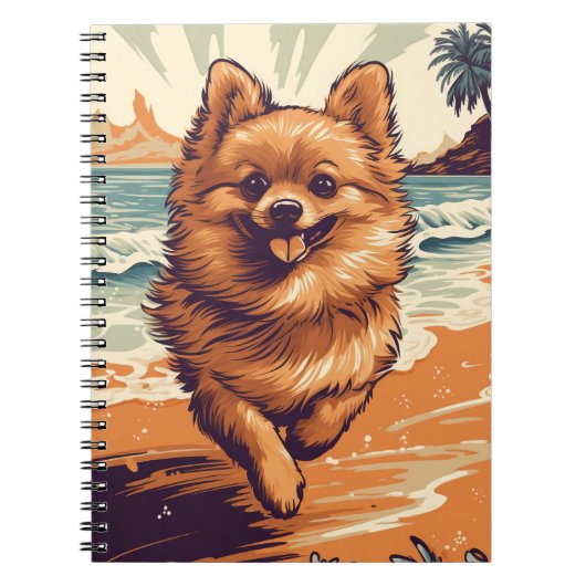 Carnet Poméranien à la plage (Devant)