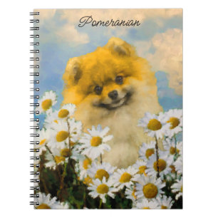 Carnet Poméranien dans Daisies Peinture - Art Chien origi