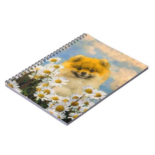 Carnet Poméranien dans Daisies Peinture - Art Chien origi (Côté gauche)
