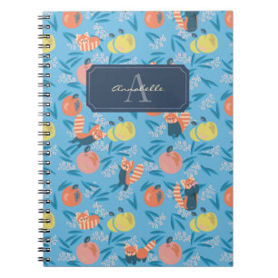 Carnet Pomme bleue "Red Panda" personnalisé