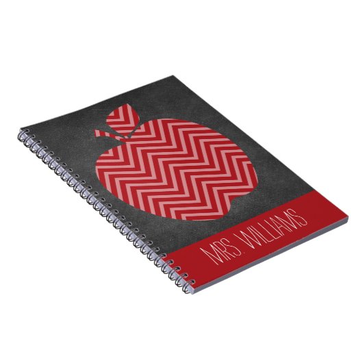 Carnet Pomme enseignant personnalisée avec Motif Chevron (Côté Droit)