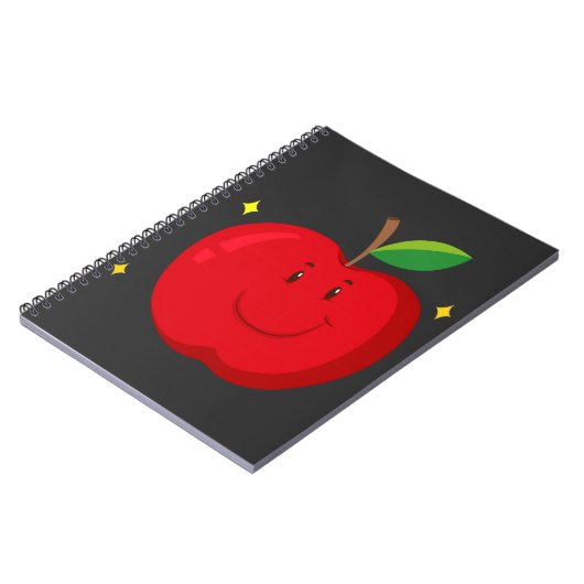 Carnet Pomme rouge avec un visage heureux (Côté gauche)