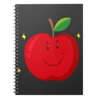 Carnet Pomme rouge avec un visage heureux