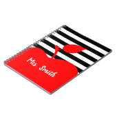 Carnet Pomme rouge personnalisée Grilles noir et blanc (Côté gauche)