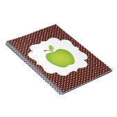Carnet Pomme verte sur le Arrière - plan Polka Dot Brown (Côté Droit)