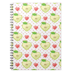 Carnet Pommes de coeur avec le pois et les coeurs roses