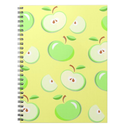 Carnet Pommes motif vectoriel vert (Devant)