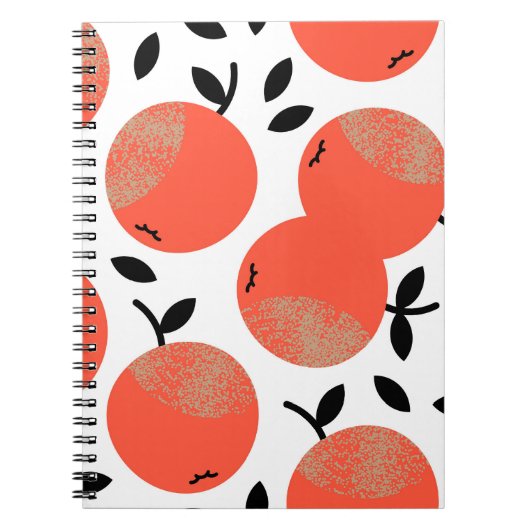 Carnet Pommes rouges : Motif texturé doré. (Devant)