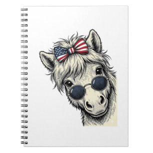 Carnet Poney Patriotique Avec Lunettes De Soleil Design V