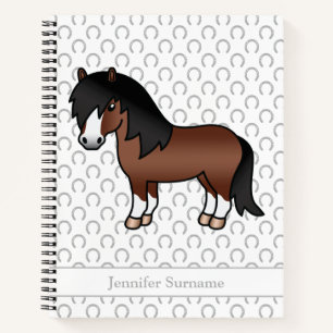 Carnet Poney Shetland Brun Dessin Animé de Poney & Texte 