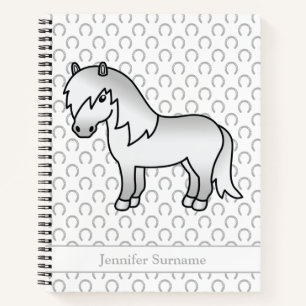 Carnet Poney Shetland Gris Dessin Animé de Poney & Texte 