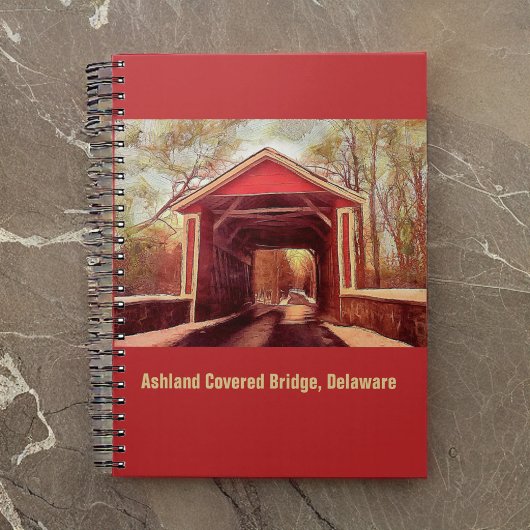 Carnet Pont couvert rouge Ashland dans le Delaware sur ro