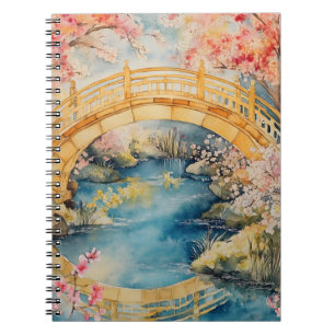 Carnet Pont en arc de style japonais enjambant une rivièr