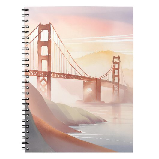 Carnet Pont Golden Gate | Belle aquarelle du lever du sol (Devant)