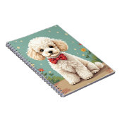 Carnet Poodle blanc adorable avec noeud papillon (Côté Droit)