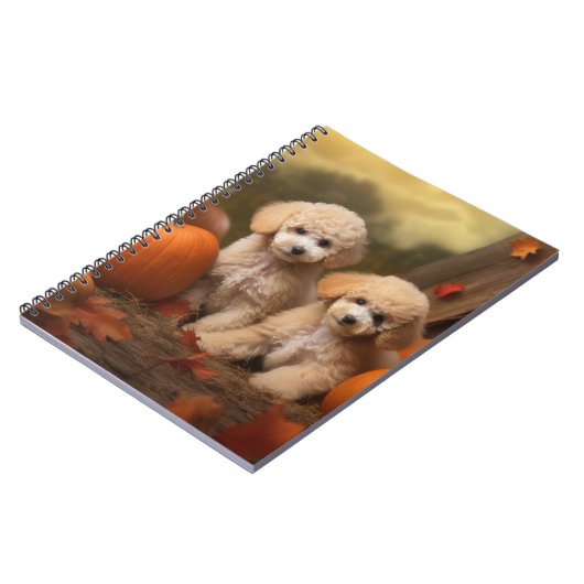 Carnet Poodle Chiot Automne Citrouille délice (Côté gauche)