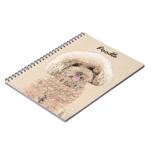 Carnet Poodle Miniature Toy Apricot Crème Chien Brown Art (Côté gauche)