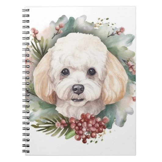 Carnet Poodle Noël Wreath Festive Pup (Devant)