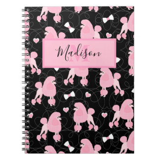 Carnet Poodles roses et vaches Nom du Motif et Monogramme