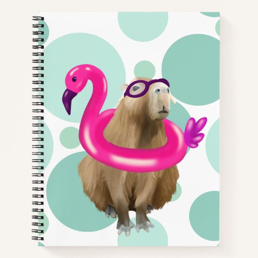 Carnet Pool Party Cute Capybara Avec Flotte Flamant rose (Devant)
