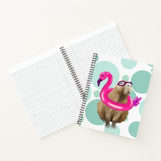 Carnet Pool Party Cute Capybara Avec Flotte Flamant rose (Intérieur)