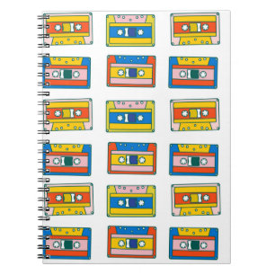 Carnet Pop art 90s sans couture motif de cassettes de mus