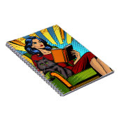 Carnet Pop Art Comédie Femme Lecture avec chat (Côté Droit)