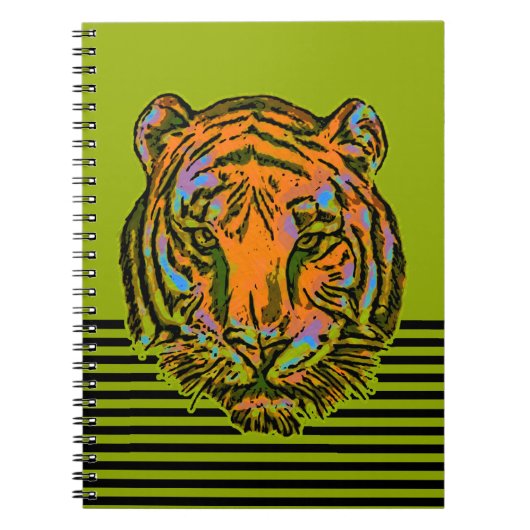 Carnet Pop Art TIGER HEAD + votre backgr. & idées (Devant)