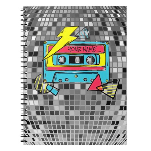 Carnet Pop Cassette Néon Rétro 80 (Devant)