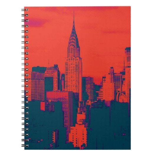 Carnet Pop Style Rouge Retro Art New York City (Devant)