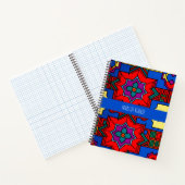 Carnet Pop up fleurs hexagonales Rouge Bleu Motif isométr (Intérieur)
