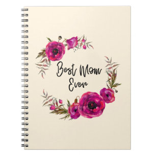 Carnet Poppies florales rose Fuchsia Wreath Meilleure mam