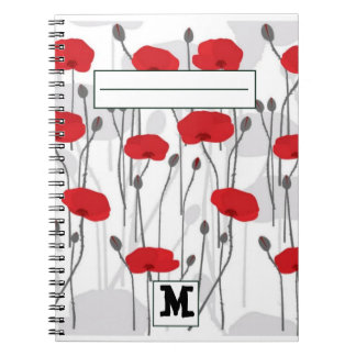 Carnet Poppy flower gift botanical pretty monogram