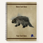Carnet Porcupine sur vieux papier (Devant)