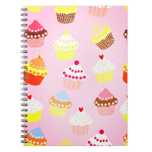 Carnet Portable photo rose Cupcake Spiral