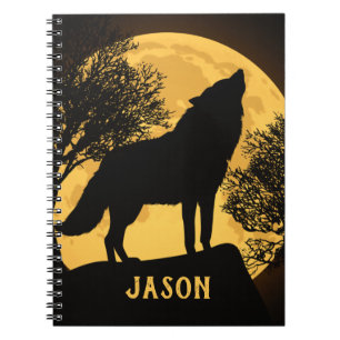 Carnet Portable Wolf et Pleine lune noir et jaune