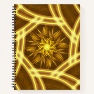 Carnet Portail Stellaire Lumineux – Fractale Dorée Symétr