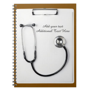 Carnet Porte-bloc Logo Marron Stéthoscope Médical