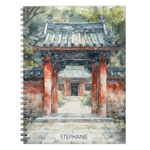 Carnet Porte de temple vermillon encre aquarelle (2)