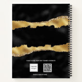 Carnet Porte d'or noir marbre nom script élégant (Dos)