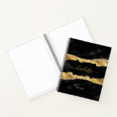 Carnet Porte d'or noir marbre nom script élégant (Intérieur)