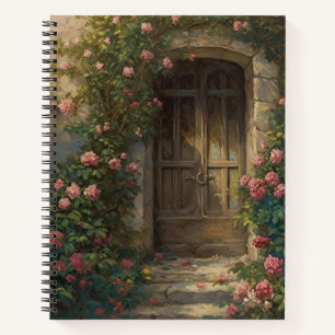 CARNET PORTE EN BOIS FONCÉ AVEC FLEURS ROSES